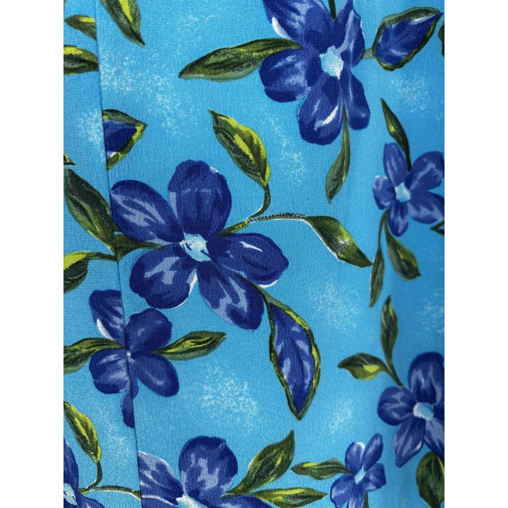 Pendleton Silk Midi Skirt Blue Floral A-Line‎ Classic Preppy Women 12 - Picture 6 of 8